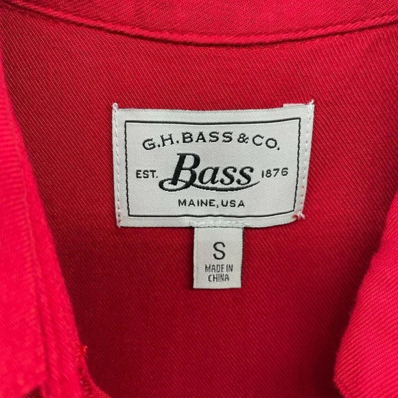G.H. Bass & Co. Button-Up Shirt Women's Sz S Red Collared High-Low Hem - Picture 10 of 11